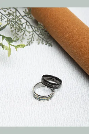 YouBella Men Set Of 2 Black And Navy Blue Textured Rings