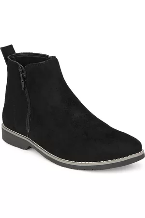 Fentacia Men Black Solid Synthetic Suede High-Top Flat Boots