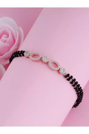 GIVA 925 Sterling Silver Rose Gold Plated Commitment Mangalsutra Adjustable Bracelet