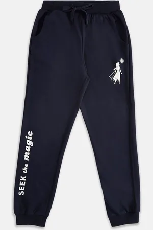 Pantaloons Girls Navy Blue Printed Cotton Joggers