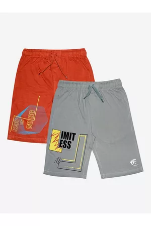 KiddoPanti Boys Pack Of 2 Printed Sports Shorts