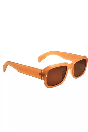 Peter Jones Eyewear Unisex Brown Lens & Orange Square Sunglasses with UV Protected Lens