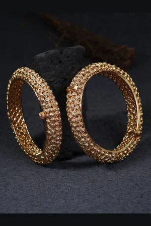 Adwitiya Collection Set Of 2 24k Gold-Plated Handcrafted Bangles