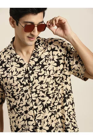 HANCOCK Men Black Relaxed Floral Printed Casual Shirt