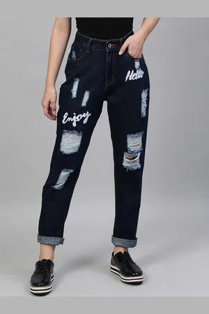 STREET 9 Women Blue Relaxed Fit Mid-Rise Highly Distressed Jeans