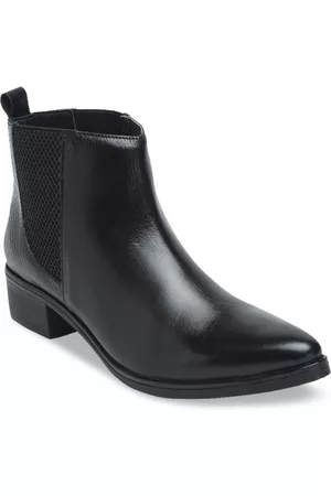 Teakwood Leathers Women Black Leather Flat Boots