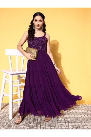 Inddus Women Purple Floral Gown for Days