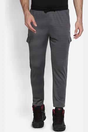 men grey colourblocked cotton track pants