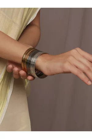 ToniQ Set Of 18 Gold & Silver-Toned Bangles