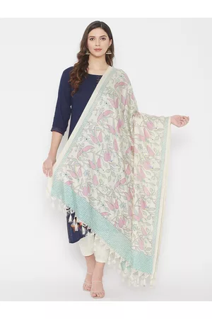 Clora Creation Off White & Pink Printed Dupatta