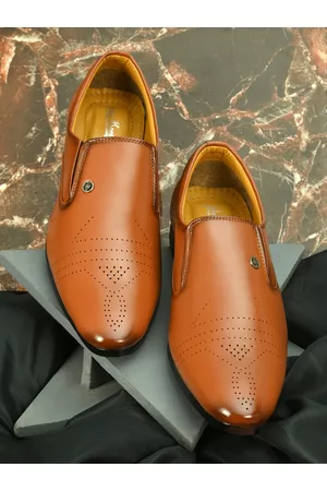 John Karsun Men Tan Brown Solid Formal Slip-On