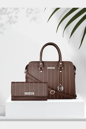 FLYING BERRY Women Brown Striped Handheld Bag Combo