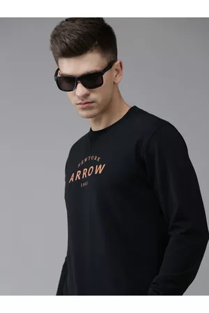 Arrow Men Black Brand Logo Print Sweatshirt