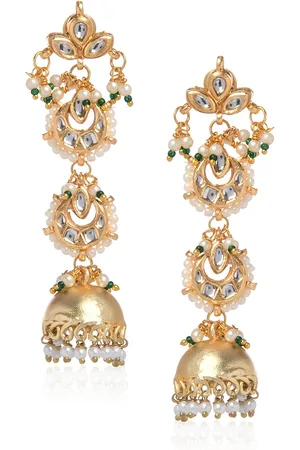 Bamboo Tree Jewels Gold-Toned Handcrafted Classic Jhumkas