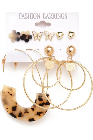 Jewels Galaxy Set of 5 Gold-Plated Earrings