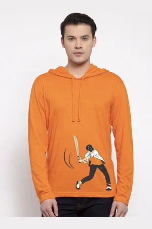 Friskers Men Orange Printed Hood T-shirt