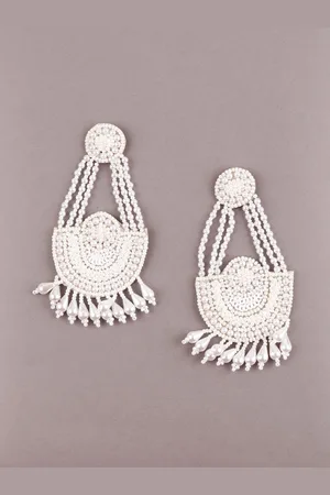 Alberre Odette White Contemporary Drop Earrings