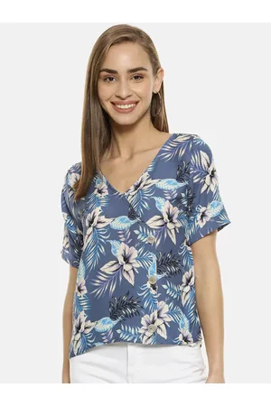 Campus Women Blue Printed Top