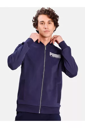 PUMA Men Navy Blue Printed Sporty Track Jacket