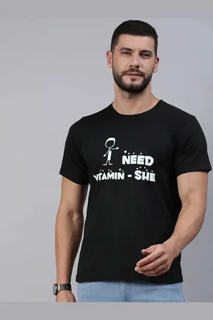 BRATMA Men Black & White Typography Printed Pure Cotton T-shirt