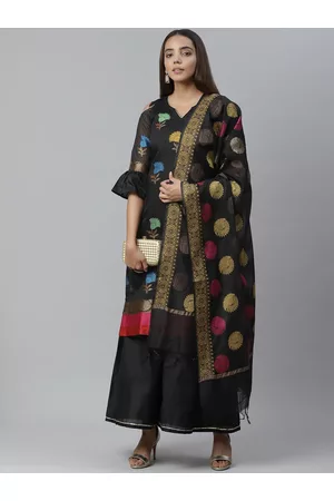 Chhabra 555 Black & Golden Woven Design Unstitched Dress Material