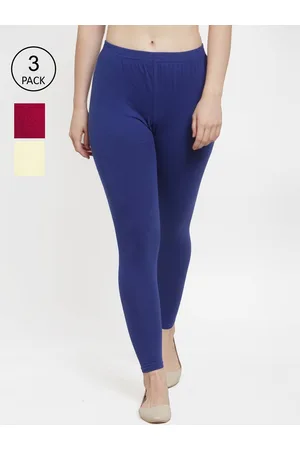 Jinfo Women Pack of 3 Assorted Solid Ankle-Length Cotton Leggings