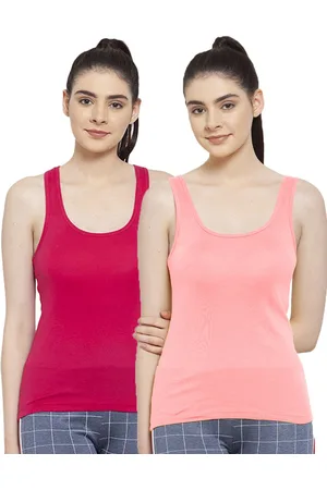 Friskers Women Pack of 2 Pink & Coral Solid Tank Top