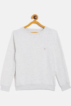 Crimsoune Club Girls Grey Solid Sweatshirt