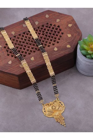 Brandsoon Women Gold-Plated Black Beaded Mangalsutra