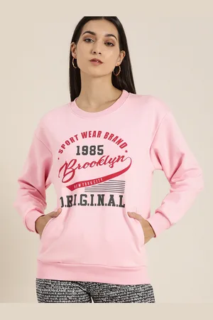 Dillinger Women Pink Printed Oversized Sweatshirt