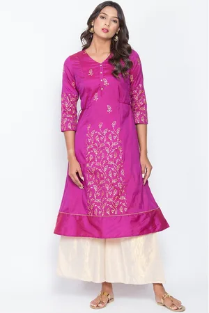 BE INDI Women Purple Ethnic Motifs Printed Kurta