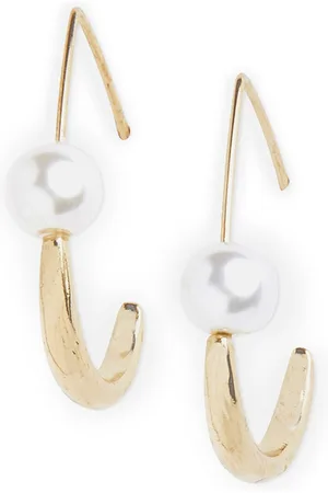 20Dresses Gold-Toned & White Contemporary Half Hoop Earrings