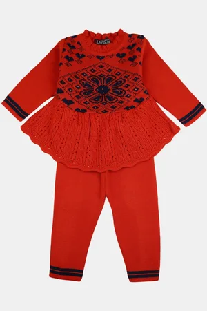 V-Mart Girls Rust Red & Black Top with Pyjamas