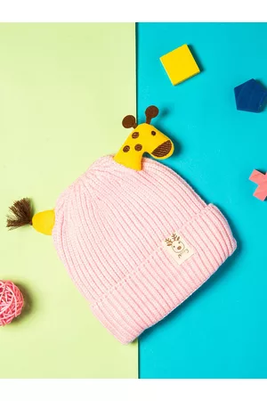 Baby Moo Unisex Kids Pink & Yellow Woollen Beanie