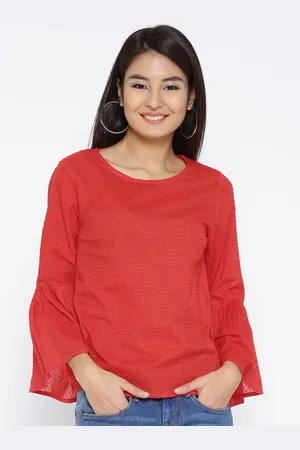 Sera Women Red Self Design Top
