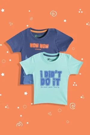 YK Infant Boys Pack of 2 Printed Round Neck Pure Cotton T-shirts