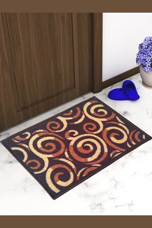 Athom Trendz Set Of 3 Black & Brown Printed Anti Skid Doormats