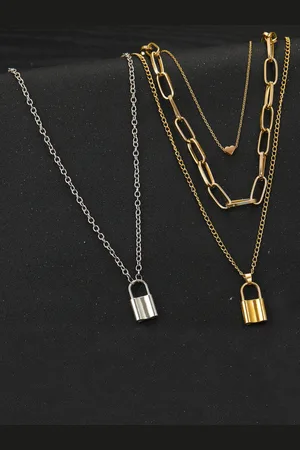 Jewels Galaxy Set Of 2 Gold-Plated & Silver-Toned Brass Layered Necklace