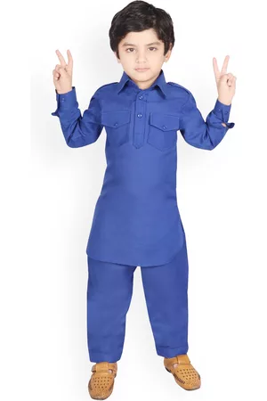 SG Boys Blue Pure Cotton Kurta with Pyjamas