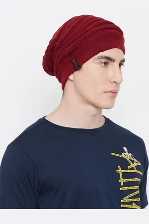 Punk Men Maroon Striped Beanie