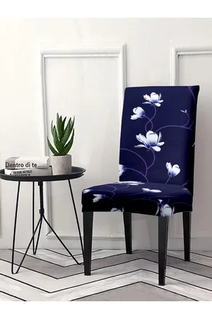 Cortina Set Of 6 Blue & White Printed Removable Chair Slip Covers