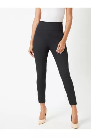 Miss Chase Women Black Stepping Stone Zipper High-Waist Jeggings