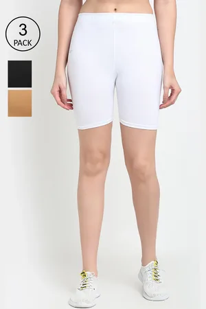 Jinfo Women Black Solid Cycling Shorts Pack Of 3