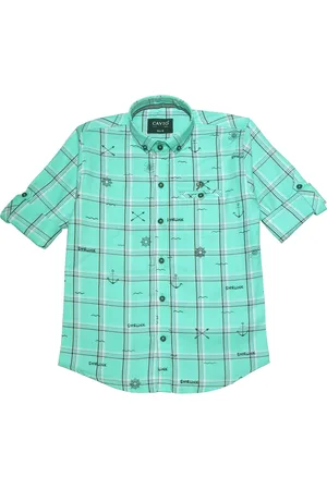 CAVIO Boys Green Premium Checked Casual Shirt