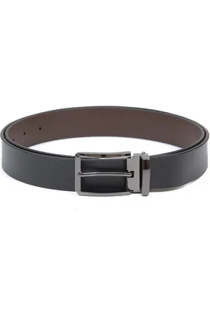 thickskin Men Black Textured Leather Formal Belt