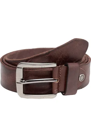 Teakwood Leathers Men Brown Leather Textured Belt