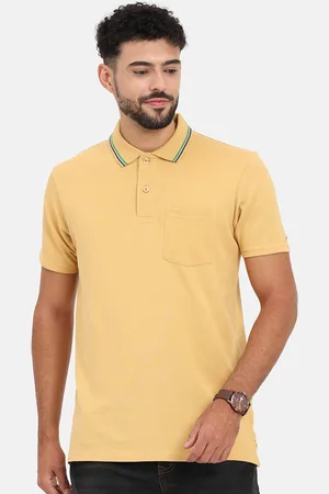 Masculino Latino Men Yellow Polo Collar Bio Finish T-shirt