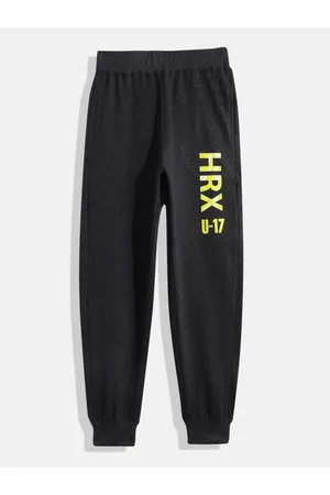 HRX Boys Charcoal Melange Brand Logo Detail Lifestyle Joggers