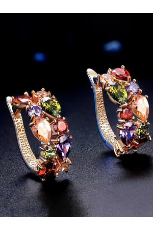 YouBella Women Gold-Plated Multicoloured Hoop Earrings