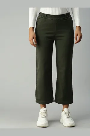 SHOWOFF Women Olive Green Straight Fit High-Rise Stretchable Jeans